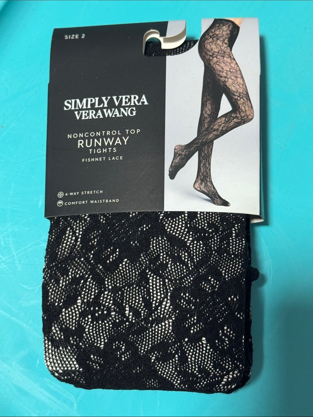 Vera Wang Black Fishnet Lace Tights